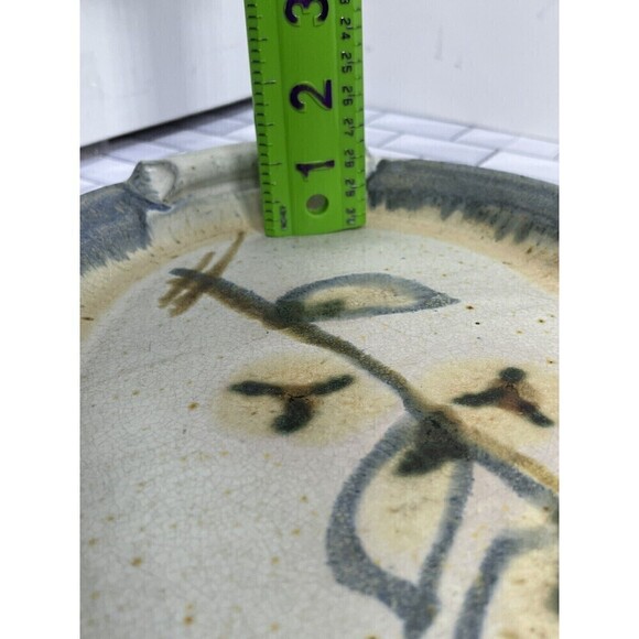 Vintage 1987 Studio Art Pottery Stoneware Tray Japanese Style Salt Glaze Signed - Picture 9 of 14